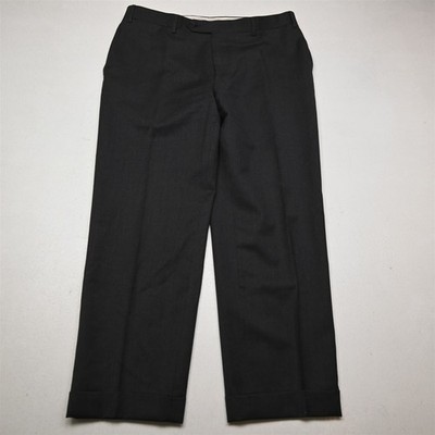 Canali 1934 33x28 Gray 100% Wool Flat Front Cuffed Dress Mens Pants
