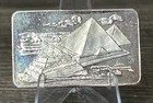 RARE 1973 THE PYRAMIDS OF EGYPT FINE SILVER ART BAR  - SERIAL #001135