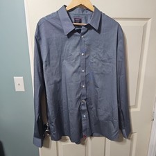 UNTUCKit Long Sleeve Dress Shirt Men's XXL Button Down Navy Wrinkle-Free EUC