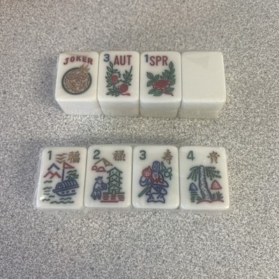 Vintage NEW 2x Sealed 8 Packs 16 Pcs Mah Jongg Tiles Joker Blank Flowers Seasons