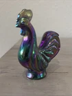 Vintage Fenton Carnival Glass Amethyst Iridesccent Rooster Figurine