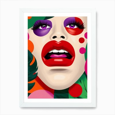 Woman With Colorful Makeup Art Prin Framed Wall Art Poster Canvas Print Picture