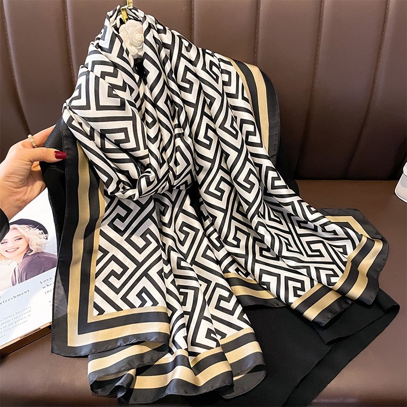 Luxury Silk Feel Scarf for Women – 70x70cm Square Neck & Head Wrap Shawl Gift