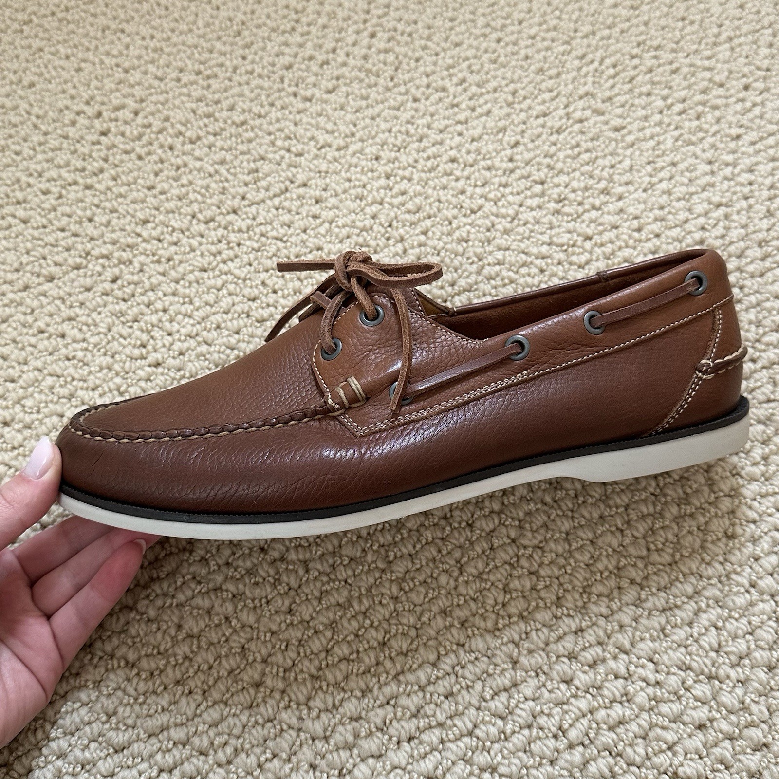 Peter Millar Brown Leather Excursionist Boat Shoe… - image 11