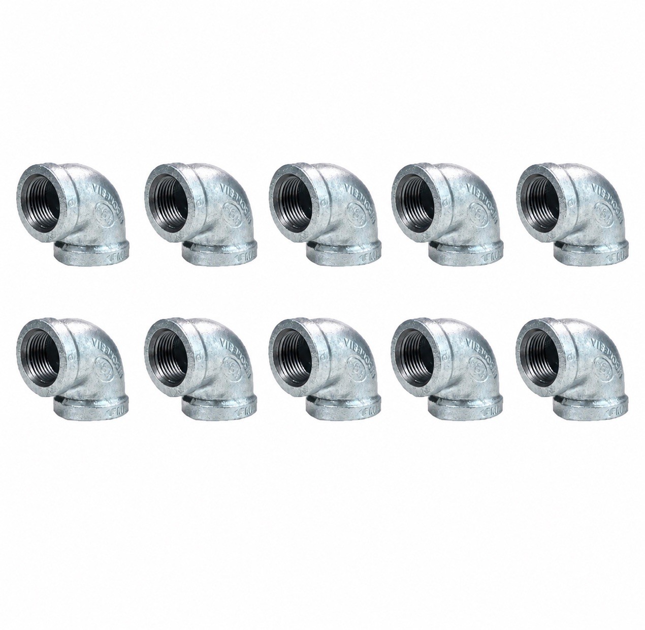 1 1/4" Galvanized MALLEABLE IRON 90 ELBOW DEG 90° ELBOW fitting pipe npt-10 Pack