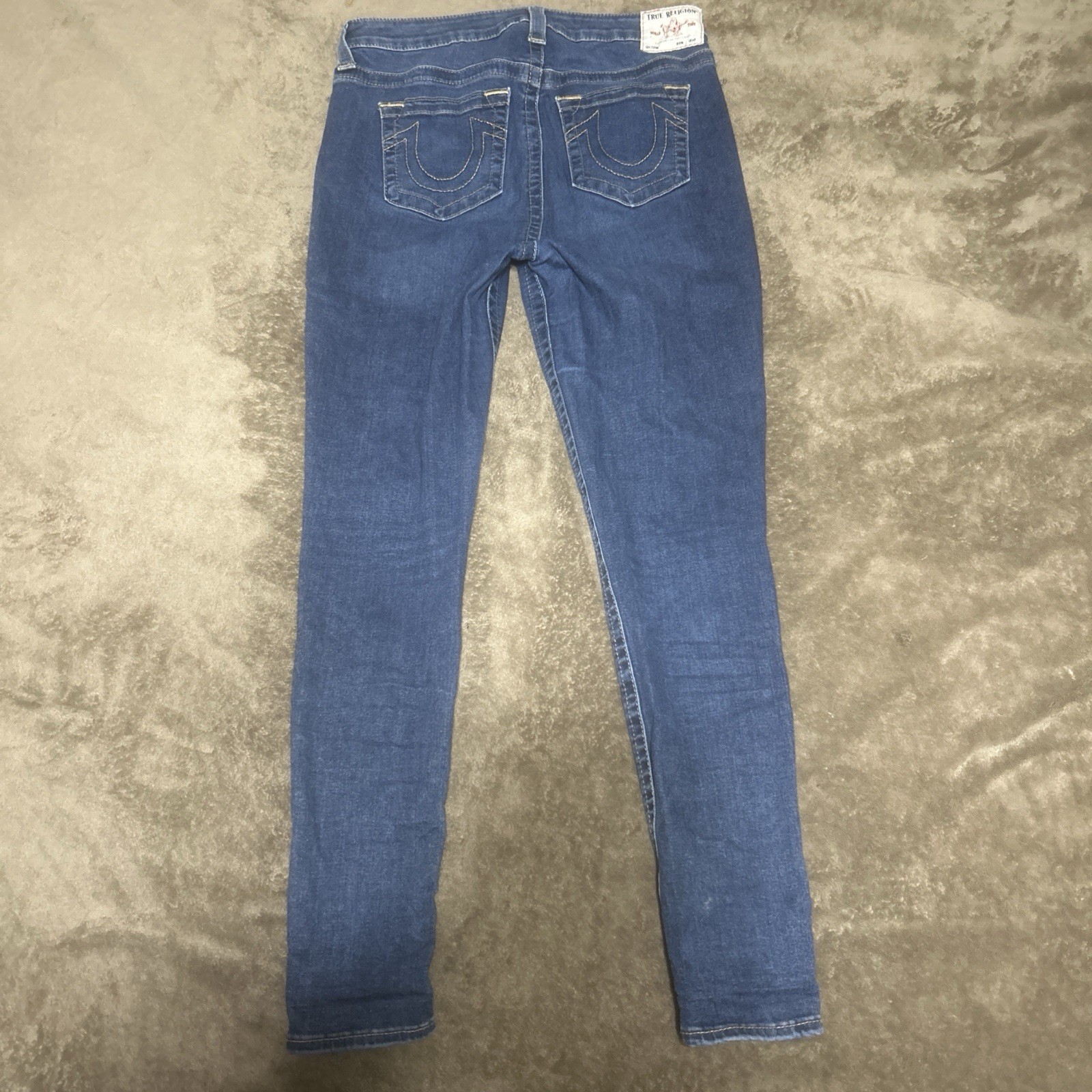 True Religion High Rise Super Skinny Medium Wash Stretch Denim Jeans Blue