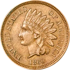 1860 Indian Cent - Pointed Bust - Choice++