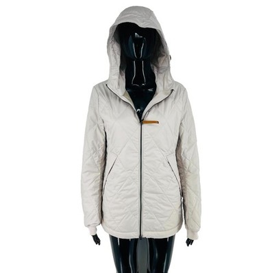 Camel Active Women Light Grey Hooded Quilted Jacket Coat Size EU 36 UK 8 US 6