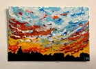 Original ACEO - Sunset Glow Over the City Landscape, Acrylic Painting OOAK — photo 1