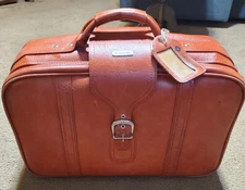 Vintage Samsonite Traveller Suitcase Softside w/Hard Plastic Cornrs Burnt Orange