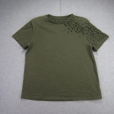 SER.O.YA Top Womens Medium Green Distressed Short Sleeve Padded Casual