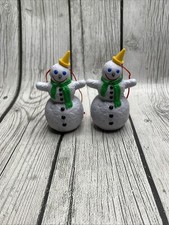Jack in the Box Vintage Snowman 3.75" Figurine Christmas Ornaments Set 2