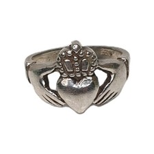 Vintage Large Heavy Irish Claddagh Friendship Band Ring Size 7.75