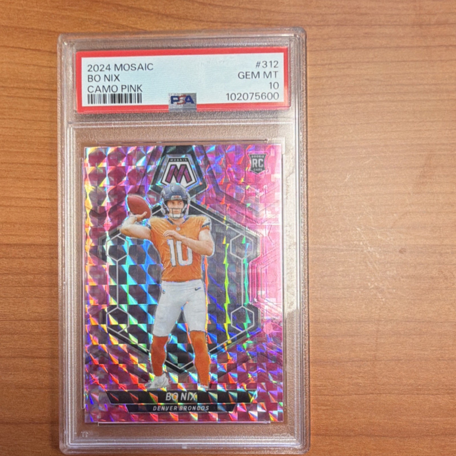 Bo Nix Panini Mosaic #312 Camo Pink