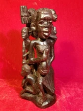 Vintage African Makonde Family Tree of Life Carving Ujamaa Sculpture Ebony 9.5"