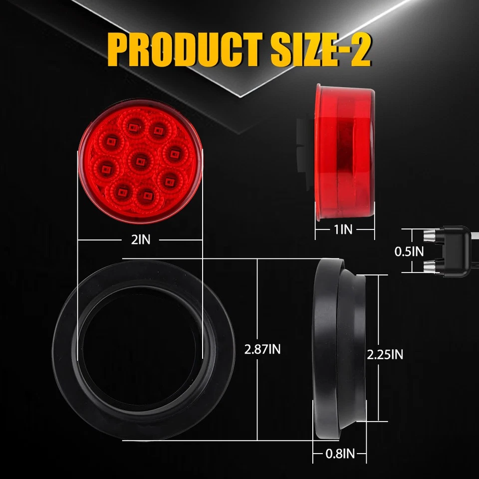 Ajuste Volvo VAH 10 PIEZAS 2 pulgadas redondas 9 LED rojo blanco luces marcadoras 12V 24V Foto 3 de 4