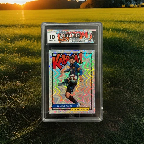 2018 Panini Donruss Soccer FIFA Barcelona Lionel Messi Kaboom HGA Pristine 10