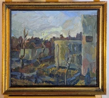 '56 Ukrainian Soviet Yuliy Yatchenko Painting Abstract Impressionist Impasto mcm