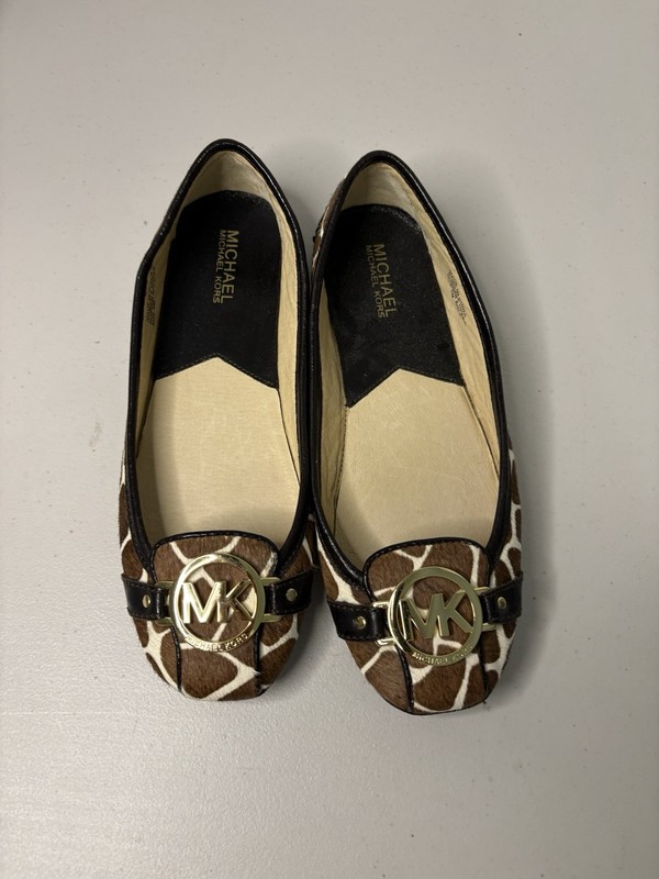 Michael Kors Brown Leopard Print Calf Hair Flat Ballet Shoe Sz 8