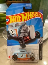 2022 Hot Wheels #237 Rod Squad-GULF 5/5 '32 FORD Blue w/Black RS5 Sp Gold Rims