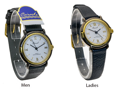 Montre Osirock Unisexe/femme - Cadran Blanc, Boîtier Rond, Bracelet Cuir Noir - NEUVE
