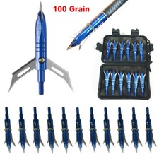 12Pcs Hunting 100 Grain Cutting Blade Broadhead Compound Bow Crossbow Arrow Tips