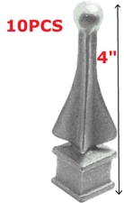 3/4" Finial Quad w/ Ball for Square Pipe Gate Fence Ornamental (10pcs) Cast Iron