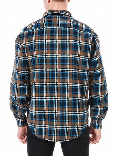 Men ' s 100% Cotton Plaid Flannel Shirt Long Sleeve Fashion Comfort Fit Pockets - Picture 80 of 95