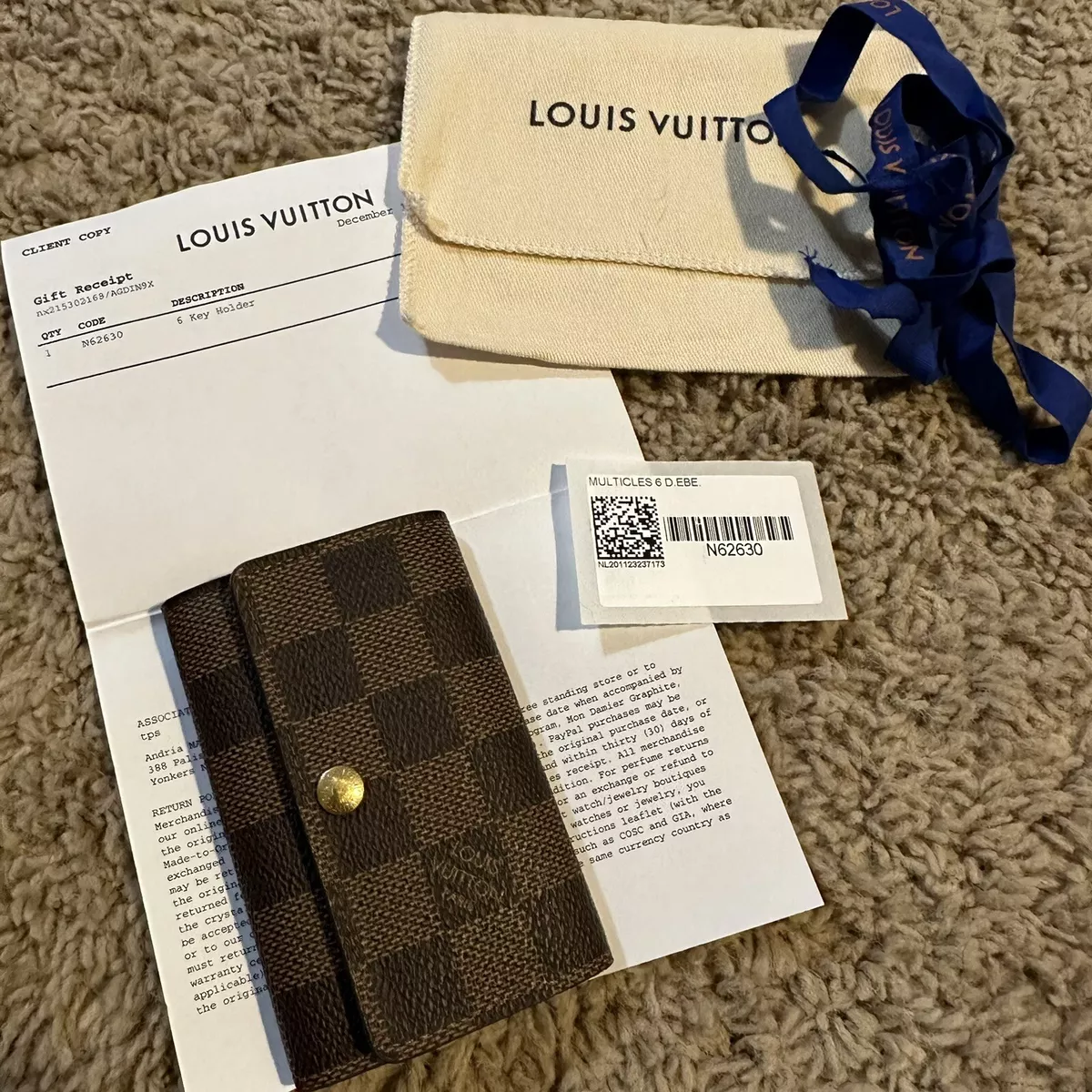 Louis Vuitton 6 Key Holder Damier Ebene Canvas Key ring N62630