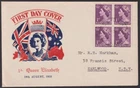 AUSTRALIA - 1953 QE2 1d PURPLE x4  Early Royal FDC SG 261 VFU [D9541]