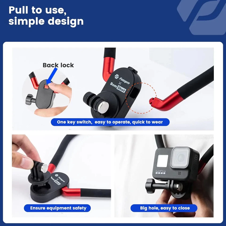 Fotopro GP-03 POV ,Flexible Neck Selfie Holder with Clip ,for GoPro/ iPhone - Image 4 of 4