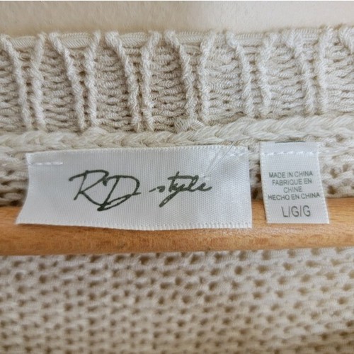 NWT RD Style | Cream Open Knit Crewneck Sweater Womens Size Large - Picture 4 of 5