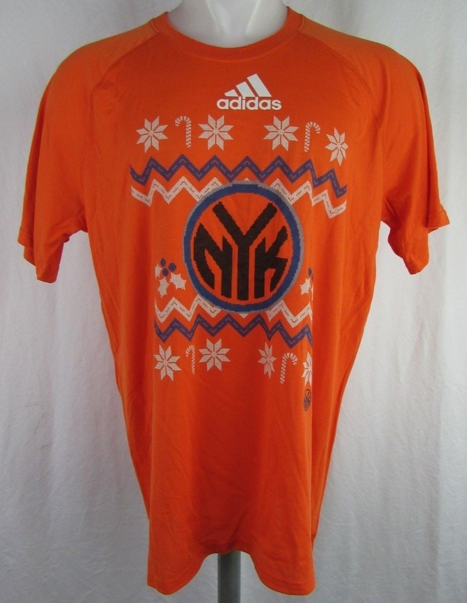 adidas NBA ニューヨークニックス シューティングシャツ 2XO New York Knicks NBA Adidas Men's Cross Stitch/Christmas Style T