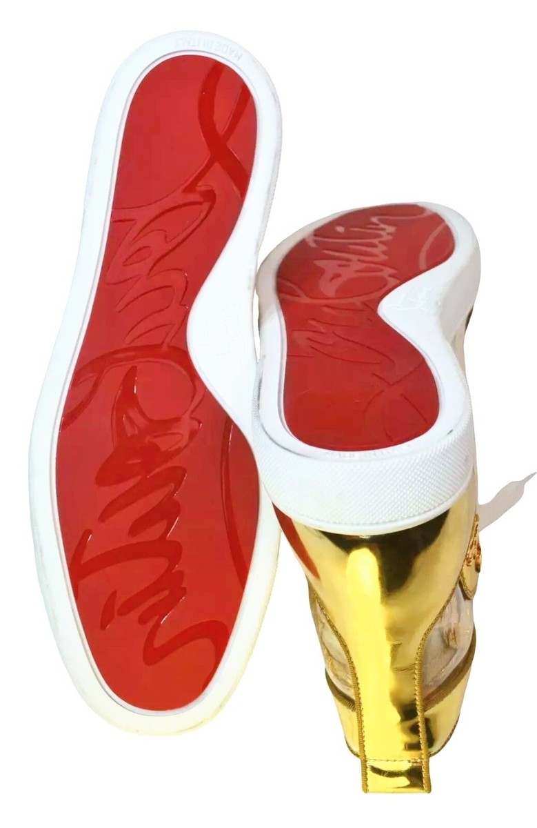全新Christian Louboutin 男式金色漆皮高帮运动鞋- LTV3206 | eBay