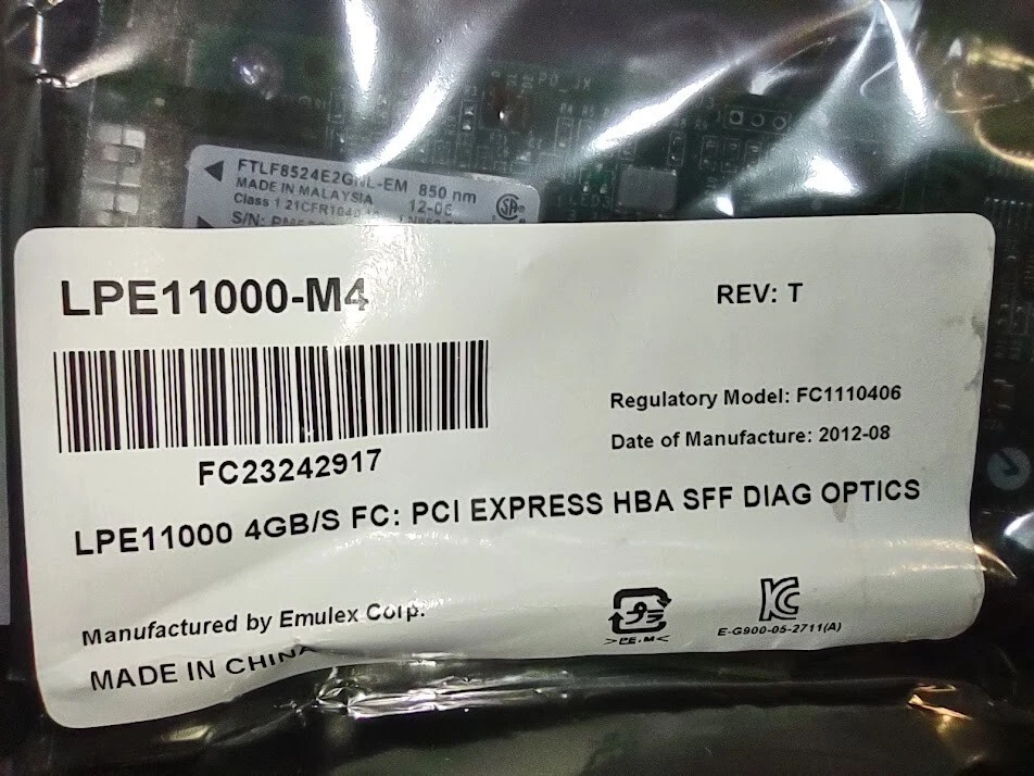 Emulex LightPulse LPE11000-M4 4GBS PCI Express Fibre SFF Host Bus Adapter Card 2 - Image 3 of 4