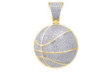 2.65ct Natural Round Diamond Half Basketball Pendant 10K Yellow Gold