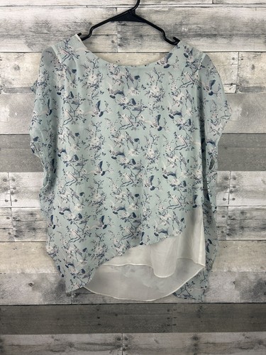 Top Chemisier SUZY SHIER Dos Croisé - Taille M - Style Bohème Géométrique Marron & Bleu