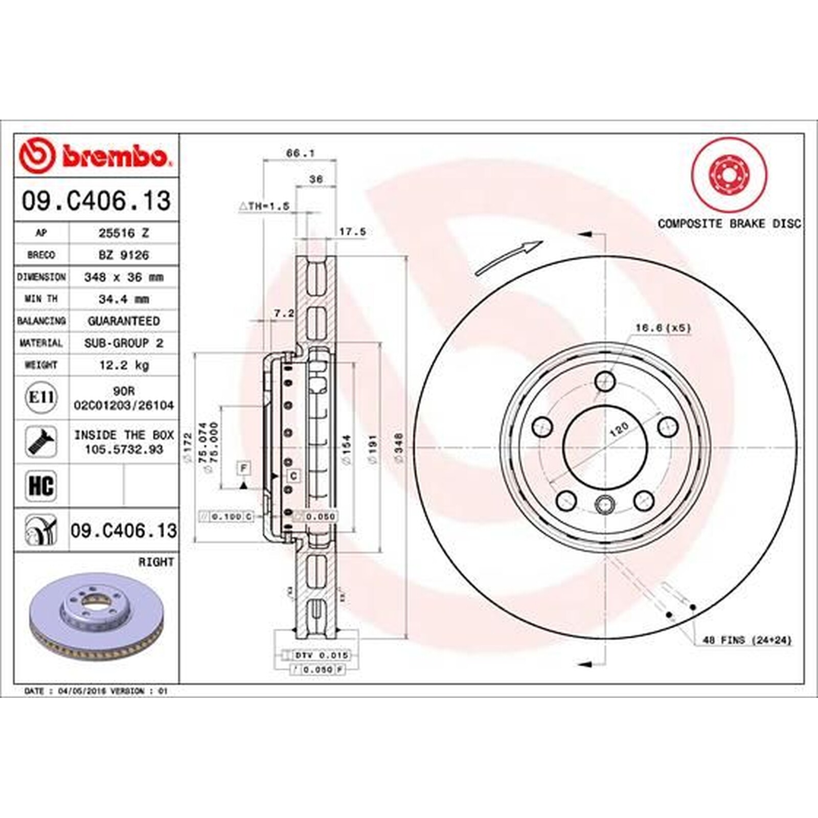 BREMBO Composite Brake Disc 09.C406.13