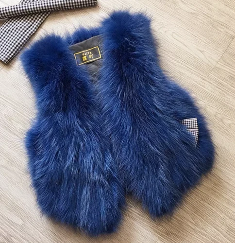 Women's Short Real Fur Autumn Winter Gilet Fox Fur Vest Waistcoats Sleeveless - Picture 8 of 29