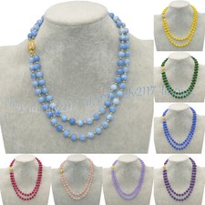 2 Rows 6/8/10/12mm Round Multicolor Jade Natu...