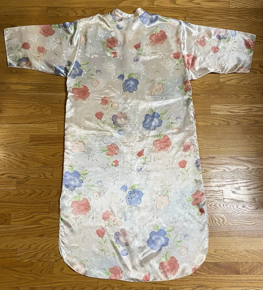 Vintage Lord & Taylor Satinado Floral 1/2 Cremallera Abrigo Vestido Bata Camisón XL Foto 4 de 4
