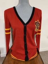 HARRY POTTER GRYFFINDOR Unisex CARDIGAN RED BLACK SHIELD CREST Size M