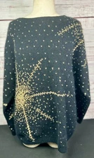 Vintage JH Collectibles Large Black Gold Hearts Angora Lambswool Blend