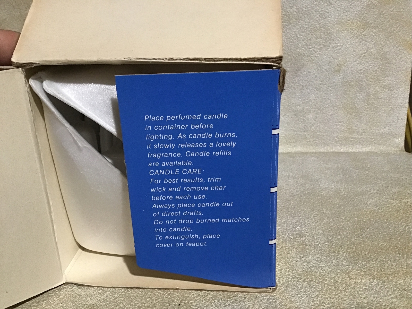 Vintage 1972 Avon China Teapot Perfumed Candle Holder In Original Box