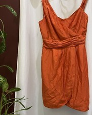 Andrew Marc Dress Women’s Wrap Bright Orange Sleeveless Lined V Neck Size MedP