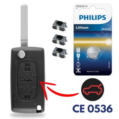 Boitier / Coque Clef Plip pour Telecommande Citroën C4 Picasso • CE0536 • Coffre