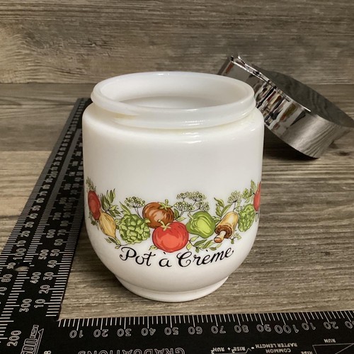 Vintage Pot a Creme Milk Glass Jug Gemco USA 70s Creamer Spice Of Life Veggies - Picture 17 of 21