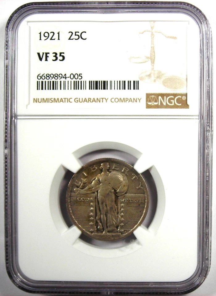 1921 Standing Liberty Quarter 25C Coin - Certified NGC VF35 - Rare Date! - Image 2 of 4