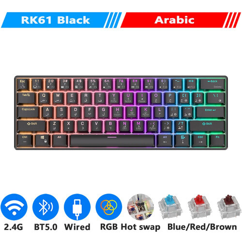 BT5.0/2.4G/USB Mechanical Keyboard 60% 61 Keys RGB Bluetooth Wireless - Picture 23 of 26