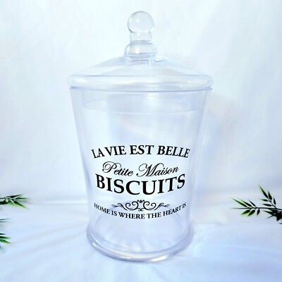 Vintage 11½'' La Vie Est Belle Petite Maison Biscuit Cookie Jar Glass French